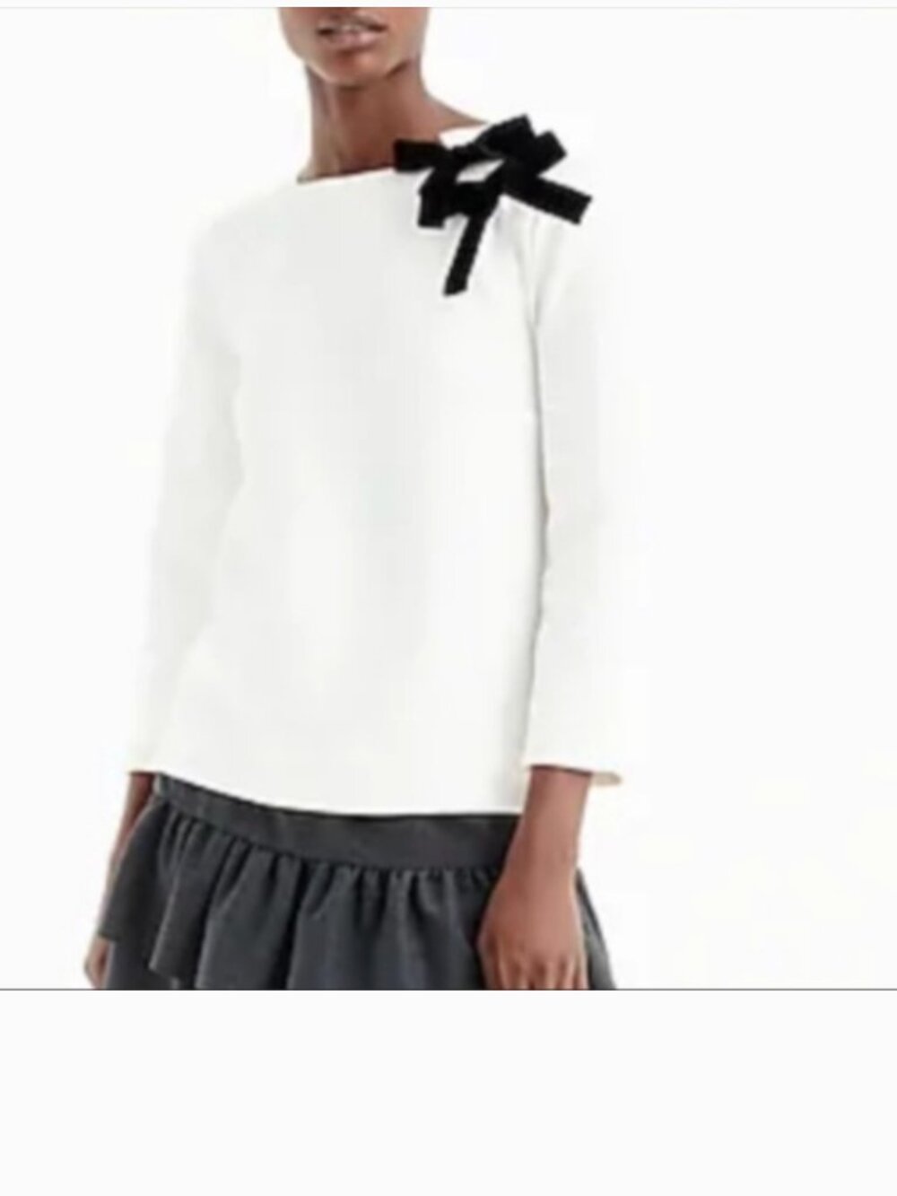 J.Crew Holiday Edition Double Bow Textured Sweatshirt – Ivory/Black